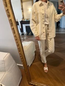 Ariane Brodier Ensemble Neuf Veste Et Pantalon En Velours Ecru Vila