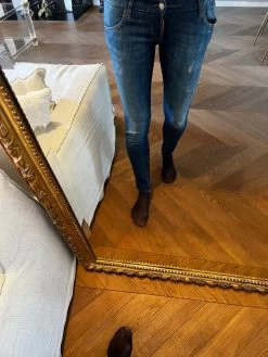 Ariane Brodier Jean Dsquared Bleu Petit Fermeture Sur La Poche