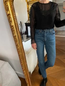 Blouse Andy Et Lucy Noire Manches Dentelles