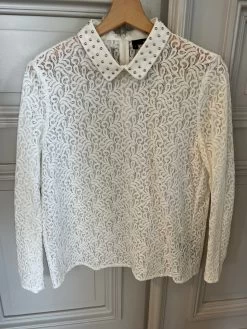 Blouse The Kooples En Dentelle Blanche Col Clous