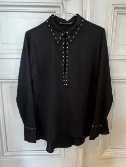 Blouse Zara Noir Col Clou
