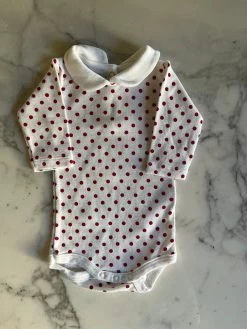 Body Petit Bateau à Pois Blancs Et Rouges 1 Mois