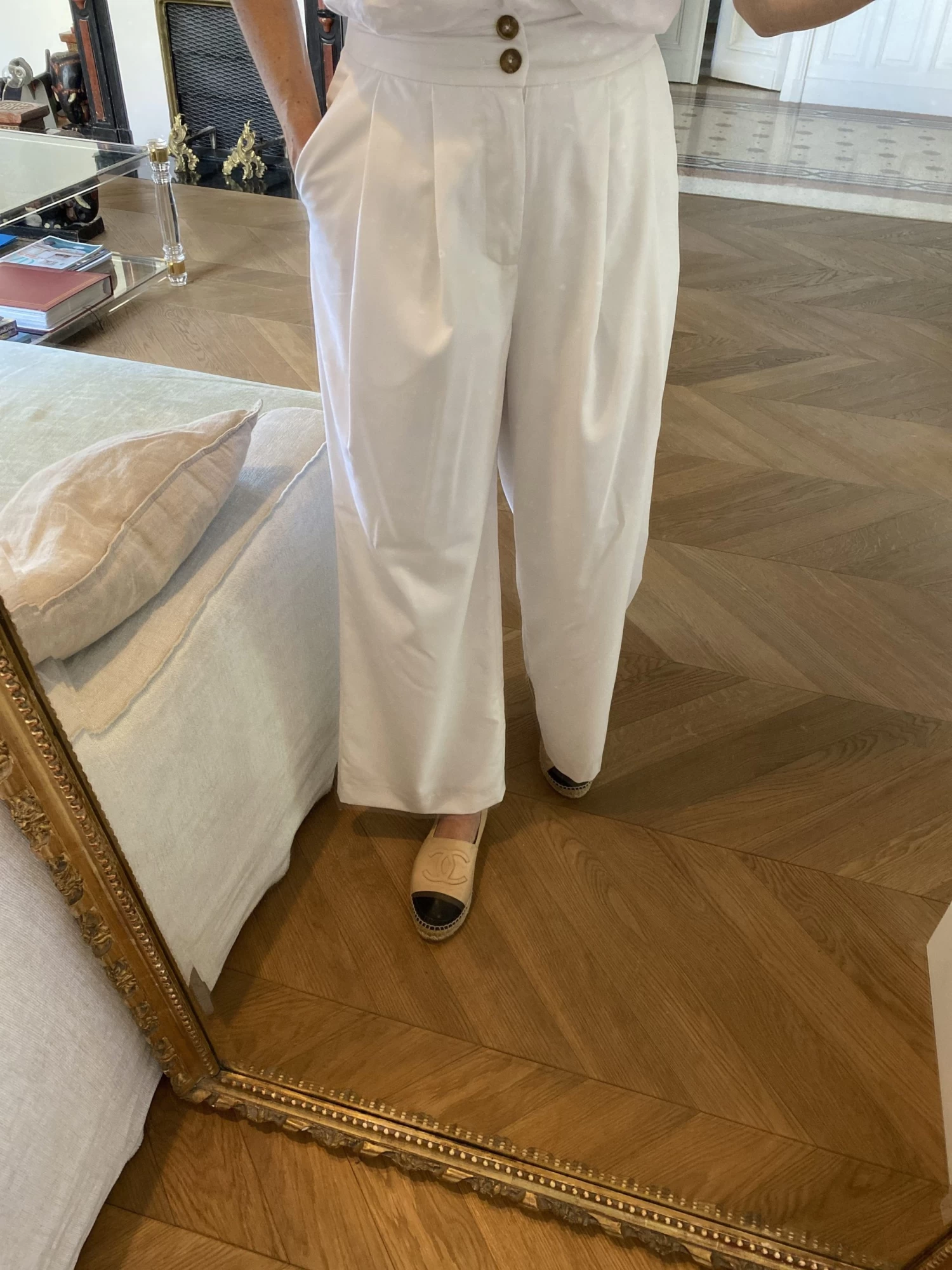 Charlotte Pirroni Pantalon Shein Premium Neuf Blanc évasé 6 Charlotte Pirroni Pantalon Shein Premium Neuf Blanc évasé – Image 4