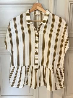 Chemise Beige à Rayures Tinsel -Femmes Boutique chemise beige a rayures tinsel emmanuelle 5