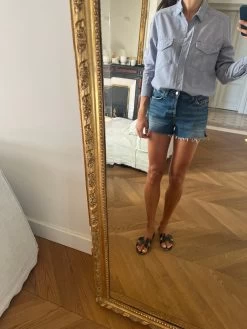 Chemise The Kooples Sport En Coton Bleue Avec Poches Effet Déchiré -Femmes Boutique chemise the kooples sport en coton bleue avec poches effet dechire 3