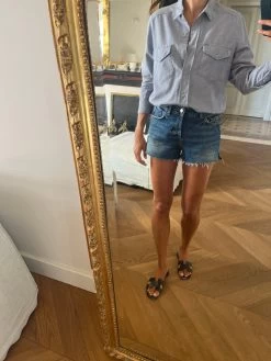 Chemise The Kooples Sport En Coton Bleue Avec Poches Effet Déchiré -Femmes Boutique chemise the kooples sport en coton bleue avec poches effet dechire 4