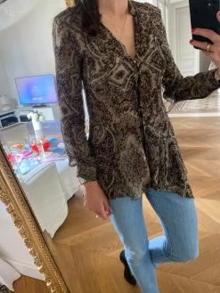 Chemise Zara Fluide Kaki Et Noire