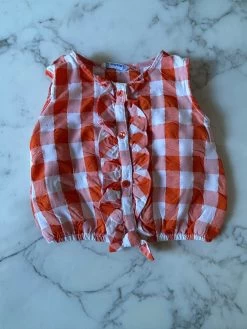 Débardeur à Carreaux Orange Et Blanc 18 Mois