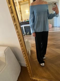 Haut Maje Bleu Clair épaules Dénudées 9 Haut Maje Bleu Clair épaules Dénudées -Femmes Boutique haut maje bleu clair epaules denudees julie marc 3