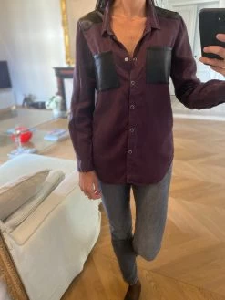 Femmes Boutique 20 Chemise The Kooples Bordeaux Poche En Cuir