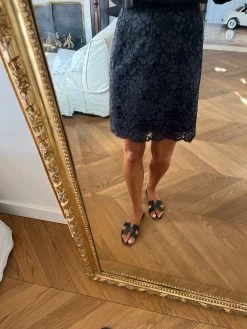 Jupe Un Deux Trois En Dentelle Bleu Marine Et Noire