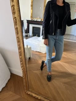 Perfecto Comptoir Des Cotonniers Demsey Cuir Daim Bleu Marine