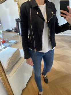 Perfecto En Cuir Mango Bleu Marine