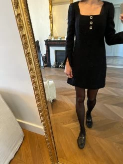 Lisa Robe Bash En Laine Boutons Dorés