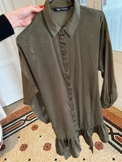 Robe Chemise Zara Kaki 11 Robe Chemise Zara Kaki -Femmes Boutique robe chemise zara kaki 5