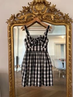 Robe Claudie Pierlot à Carreaux Blanches Et Noires