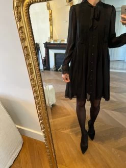 Lisa Robe Fluide The Kooples Noire à Boutons