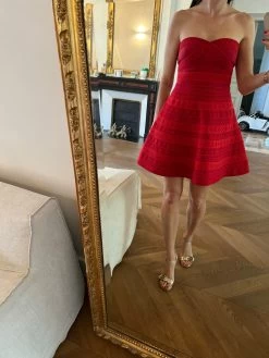 Robe Maje Bustier Patineuse Rouge