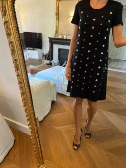 Robe Nathalie Chaize Noir à Perles Colorées