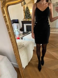 Robe Neuve Noire à Boutons Dorés -Femmes Boutique robe neuve noire a boutons dores 3