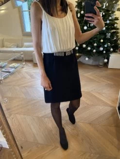 Robe Sandro Noire Et Blanche à Bretelles