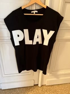 T Shirt Sandro En Coton Noir Play -Femmes Boutique t shirt sandro en coton noir play 7