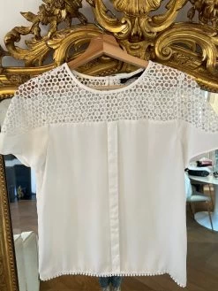 T Shirt Zara Blanc Col Ajouré