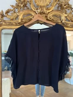 T Shirt Zara Bleu Marine Volants Aux Manches 13 T Shirt Zara Bleu Marine Volants Aux Manches -Femmes Boutique t shirt zara bleu marine volants aux manches emmanuelle 5