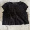 T Shirt Zara Noir Court Avec Petites Paillettes -Femmes Boutique t shirt zara noir court avec petites paillettes 1