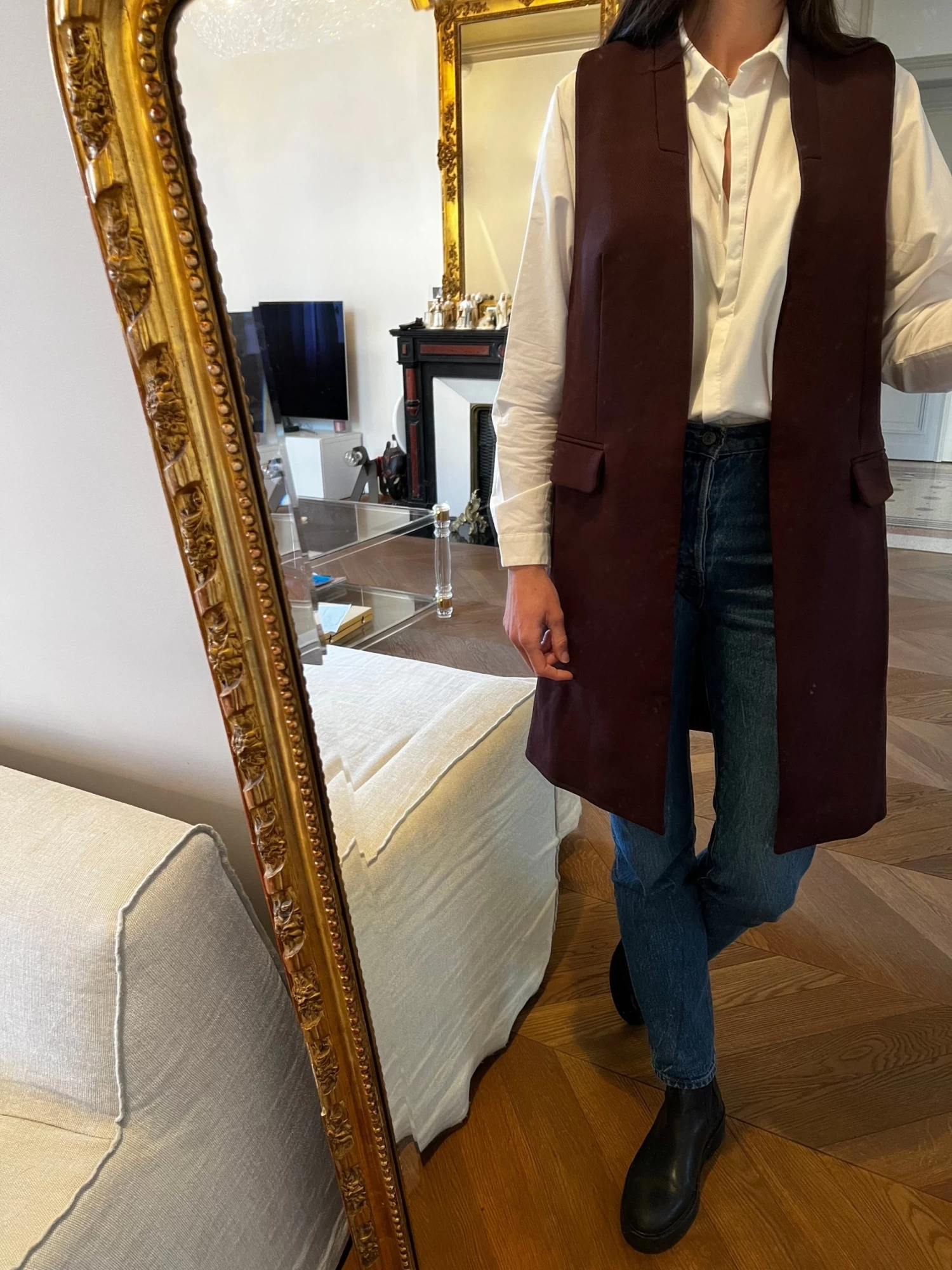 Veste Longue Zara Sans Manche Prune 4 Veste Longue Zara Sans Manche Prune – Image 2